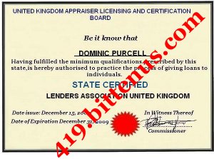 Lender certificate dominics